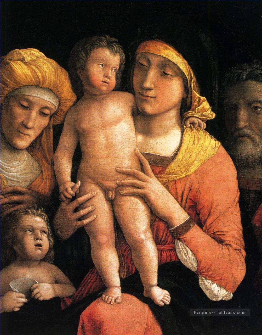 La sainte famille avec les saints Elizabeth et l’enfant Jean Baptiste Andrea Mantegna Peintures à l'huile